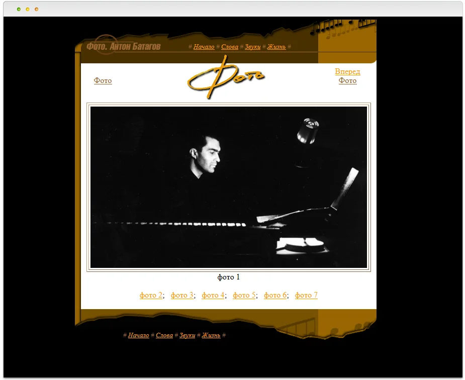 Создание официального сайта композитора Антона Батагова - Раздел «Фото»
