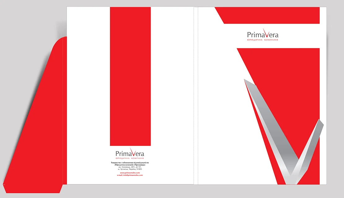 Дизайн фирменной папки юридической компании PrimaVera