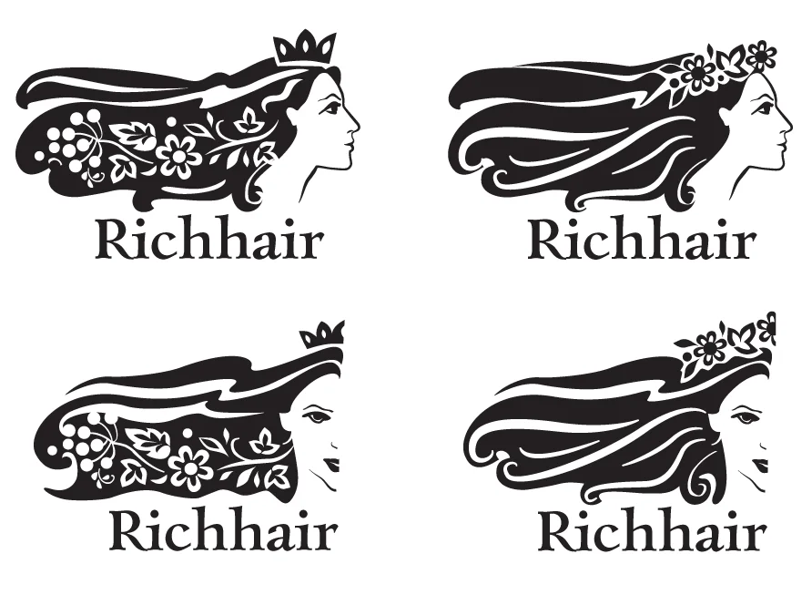 Дизайн логотипа Rich Hair - варианты 1-4