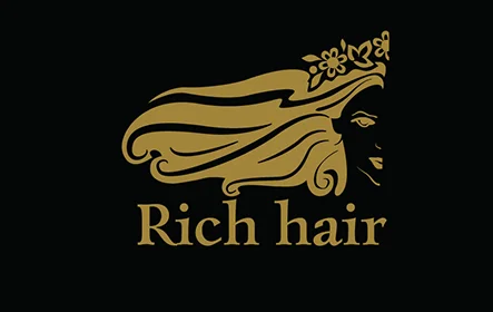 Дизайн логотипа Rich Hair - вариант на черном фоне