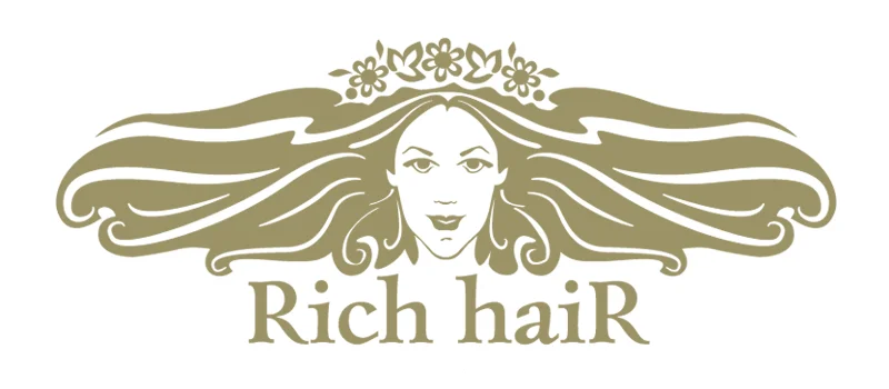 Дизайн логотипа Rich Hair - вариант на белом фоне